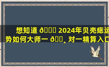 想知道 💐 2024年贝壳痣运势如何大师一 🌸 对一精算入口为你解答！